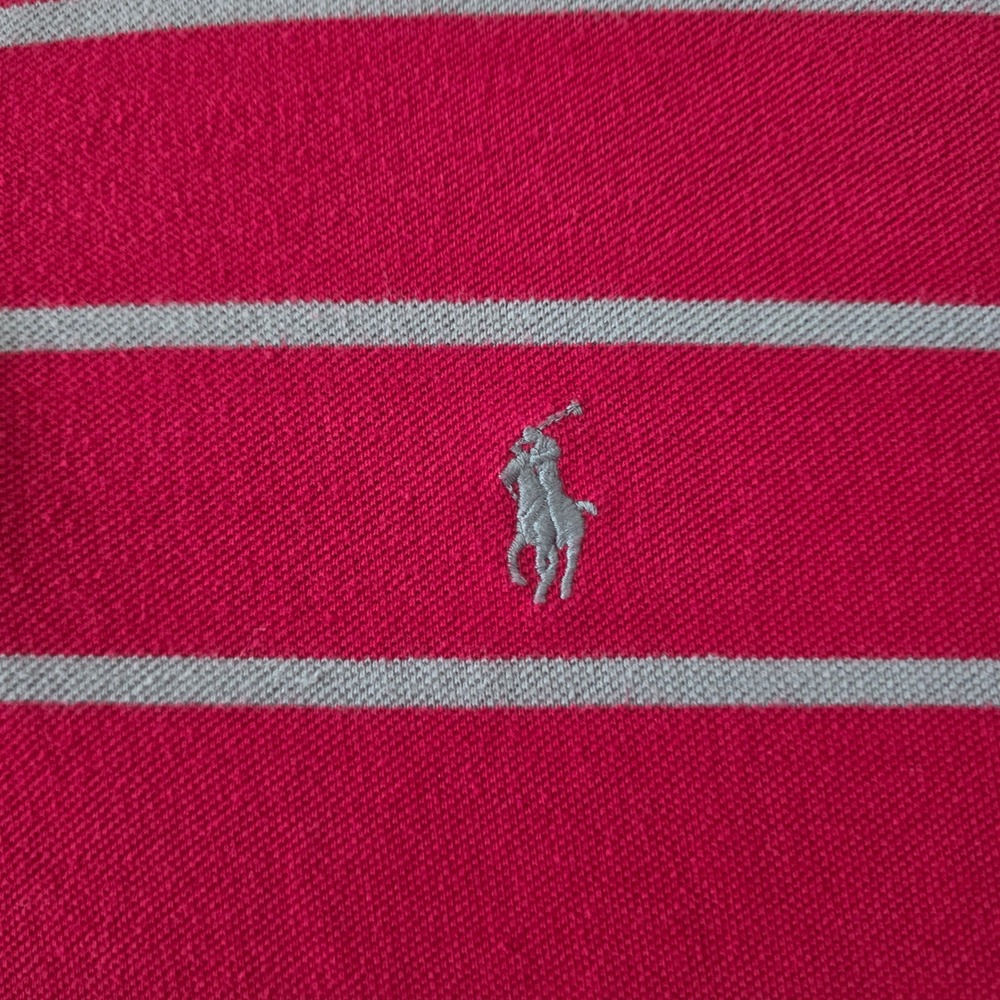 Polo Ralph Lauren Mens XL Classic Fit Striped Polo Shirt Red Grey Short Sleeve - Picture 4 of 8